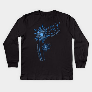 Dandelion Colon Cancer Awareness Never Give Up Kids Long Sleeve T-Shirt